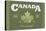 Quebec, Canada Pride - Green Maple Leaf Typography-Lantern Press-Stretched Canvas