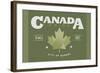 Quebec, Canada Pride - Green Maple Leaf Typography-Lantern Press-Framed Art Print