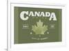 Quebec, Canada Pride - Green Maple Leaf Typography-Lantern Press-Framed Art Print