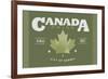 Quebec, Canada Pride - Green Maple Leaf Typography-Lantern Press-Framed Art Print
