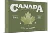 Quebec, Canada Pride - Green Maple Leaf Typography-Lantern Press-Mounted Art Print