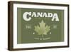 Quebec, Canada Pride - Green Maple Leaf Typography-Lantern Press-Framed Art Print