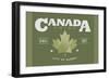 Quebec, Canada Pride - Green Maple Leaf Typography-Lantern Press-Framed Art Print