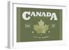 Quebec, Canada Pride - Green Maple Leaf Typography-Lantern Press-Framed Art Print