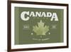 Quebec, Canada Pride - Green Maple Leaf Typography-Lantern Press-Framed Premium Giclee Print