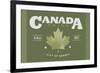 Quebec, Canada Pride - Green Maple Leaf Typography-Lantern Press-Framed Premium Giclee Print