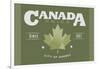 Quebec, Canada Pride - Green Maple Leaf Typography-Lantern Press-Framed Art Print