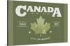 Quebec, Canada Pride - Green Maple Leaf Typography-Lantern Press-Stretched Canvas