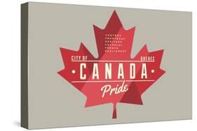 Quebec, Canada Pride - Red Maple Leaf Typography-Lantern Press-Stretched Canvas