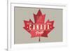 Quebec, Canada Pride - Red Maple Leaf Typography-Lantern Press-Framed Art Print