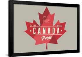 Quebec, Canada Pride - Red Maple Leaf Typography-Lantern Press-Framed Art Print