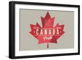 Quebec, Canada Pride - Red Maple Leaf Typography-Lantern Press-Framed Art Print