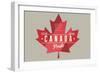 Quebec, Canada Pride - Red Maple Leaf Typography-Lantern Press-Framed Art Print