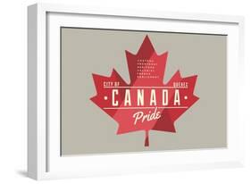 Quebec, Canada Pride - Red Maple Leaf Typography-Lantern Press-Framed Art Print