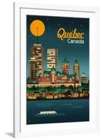 Quebec, Canada - Retro Skyline-Lantern Press-Framed Art Print