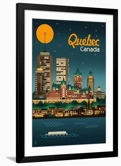 Quebec, Canada - Retro Skyline-Lantern Press-Framed Art Print