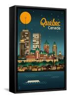 Quebec, Canada - Retro Skyline-Lantern Press-Framed Stretched Canvas