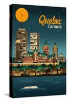 Quebec, Canada - Retro Skyline-Lantern Press-Stretched Canvas