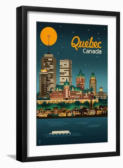 Quebec, Canada - Retro Skyline-Lantern Press-Framed Art Print