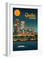 Quebec, Canada - Retro Skyline-Lantern Press-Framed Art Print