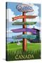 Quebec, Canada - Signpost Destinations-Lantern Press-Stretched Canvas