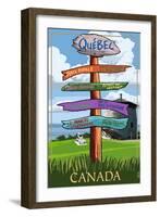 Quebec, Canada - Signpost Destinations-Lantern Press-Framed Art Print