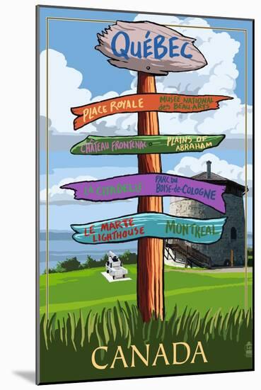 Quebec, Canada - Signpost Destinations-Lantern Press-Mounted Art Print