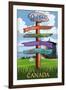 Quebec, Canada - Signpost Destinations-Lantern Press-Framed Art Print