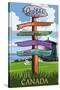 Quebec, Canada - Signpost Destinations-Lantern Press-Stretched Canvas