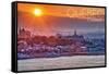 Quebec, Canada - Sunset over City-Lantern Press-Framed Stretched Canvas