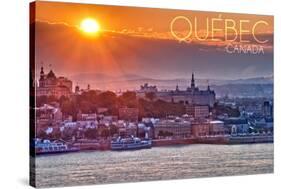 Quebec, Canada - Sunset over City-Lantern Press-Stretched Canvas
