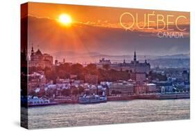 Quebec, Canada - Sunset over City-Lantern Press-Stretched Canvas