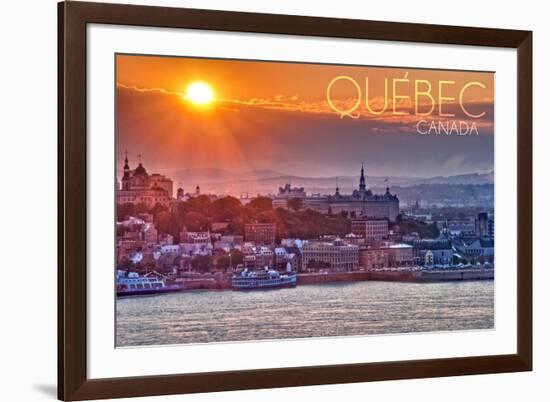 Quebec, Canada - Sunset over City-Lantern Press-Framed Art Print