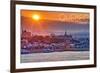 Quebec, Canada - Sunset over City-Lantern Press-Framed Premium Giclee Print