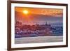 Quebec, Canada - Sunset over City-Lantern Press-Framed Premium Giclee Print