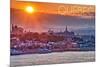 Quebec, Canada - Sunset over City-Lantern Press-Mounted Premium Giclee Print