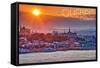 Quebec, Canada - Sunset over City-Lantern Press-Framed Stretched Canvas