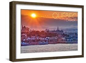 Quebec, Canada - Sunset over City-Lantern Press-Framed Art Print