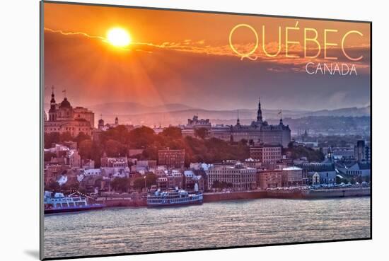Quebec, Canada - Sunset over City-Lantern Press-Mounted Art Print