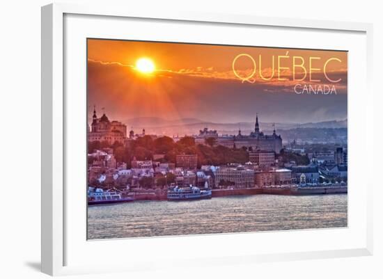 Quebec, Canada - Sunset over City-Lantern Press-Framed Art Print