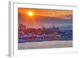 Quebec, Canada - Sunset over City-Lantern Press-Framed Art Print