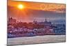 Quebec, Canada - Sunset over City-Lantern Press-Mounted Art Print