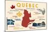 Quebec, Canada - Typography and Icons-Lantern Press-Mounted Art Print