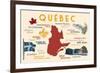 Quebec, Canada - Typography and Icons-Lantern Press-Framed Art Print