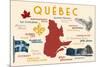 Quebec, Canada - Typography and Icons-Lantern Press-Mounted Art Print