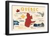 Quebec, Canada - Typography and Icons-Lantern Press-Framed Art Print