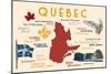 Quebec, Canada - Typography and Icons-Lantern Press-Mounted Art Print