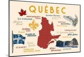 Quebec, Canada - Typography and Icons-Lantern Press-Mounted Art Print