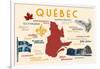 Quebec, Canada - Typography and Icons-Lantern Press-Framed Art Print