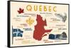 Quebec, Canada - Typography and Icons-Lantern Press-Framed Stretched Canvas